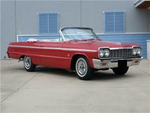 1964 Chevrolet Impala 409 ember red exterior white top