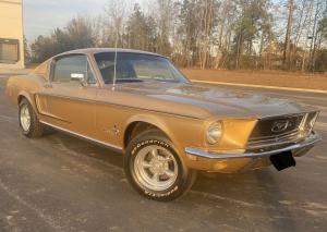 1968 Ford Mustang Fastback 65000 Miles Sunlit Gold with black C Stripes