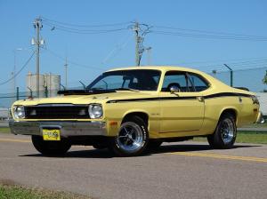 1976 Plymouth Duster Yellow extremely potent 340 CID V8 engine